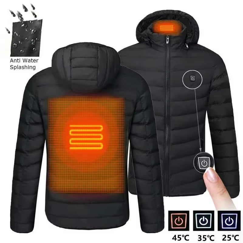 Men 21 Areas Heated Jacket USB Winter Outdoor Electric Heating Jackets Warm Sprots Thermal Coat Clothing Heatable Cotton Jacket