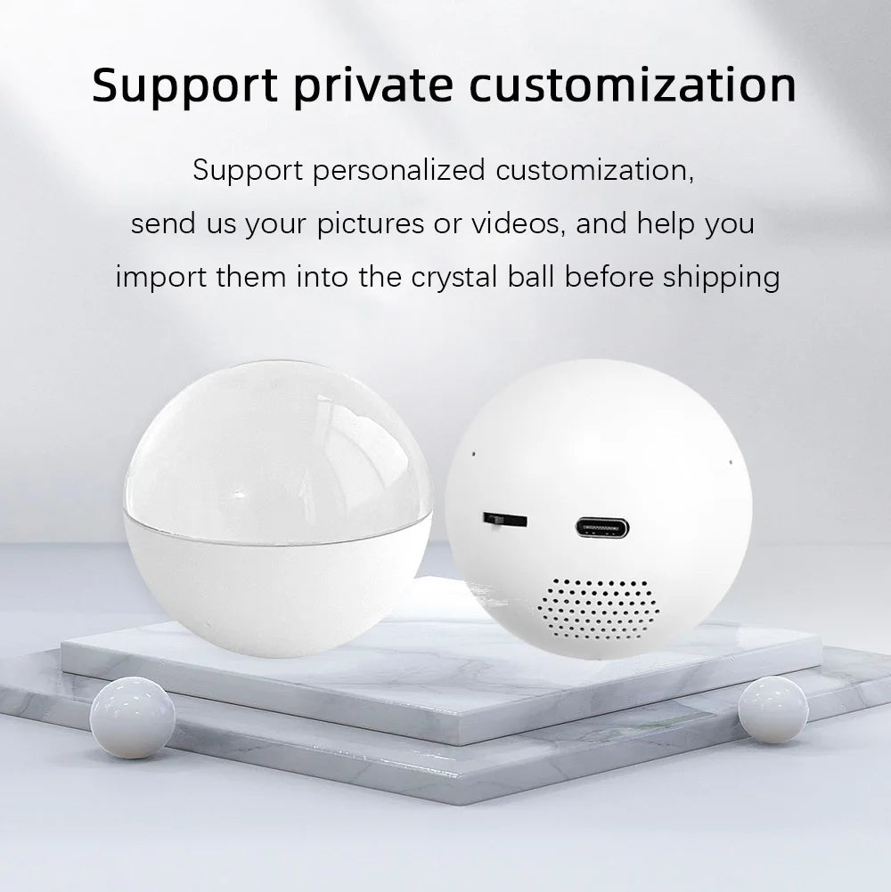 7Cm 3Dwifi Upgraded Version Crystal Ball DIY Video Playback Display Electronic Ball, Suitable for Displayfamily and Friend Gifts