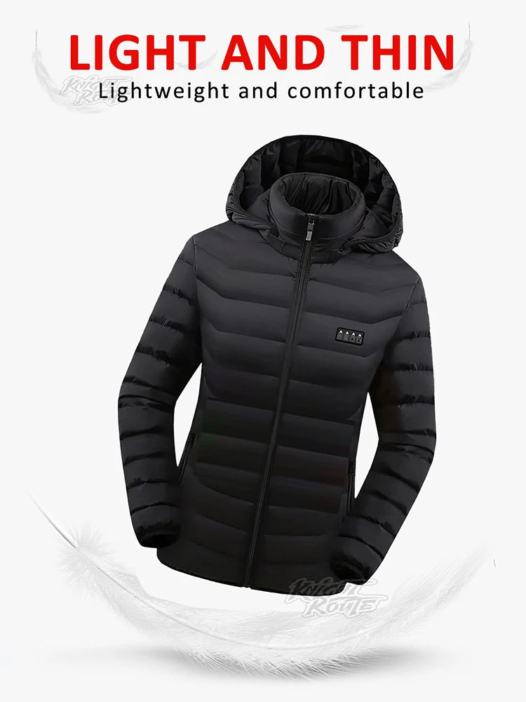 Stylish Winter Heated Coat for Women | 21/15/2 Heating Areas, 4 Switches, 3-Temp Options | Great for City Commute, Ski Trips