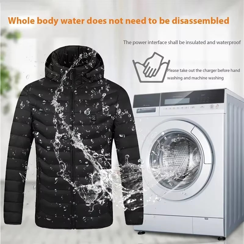 Men 21 Areas Heated Jacket USB Winter Outdoor Electric Heating Jackets Warm Sprots Thermal Coat Clothing Heatable Cotton Jacket