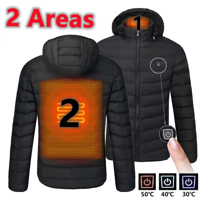 Men 21 Areas Heated Jacket USB Winter Outdoor Electric Heating Jackets Warm Sprots Thermal Coat Clothing Heatable Cotton Jacket